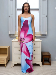 Flower Print Cami Bodycon Maxi Dress