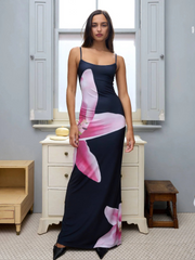 Flower Print Cami Bodycon Maxi Dress