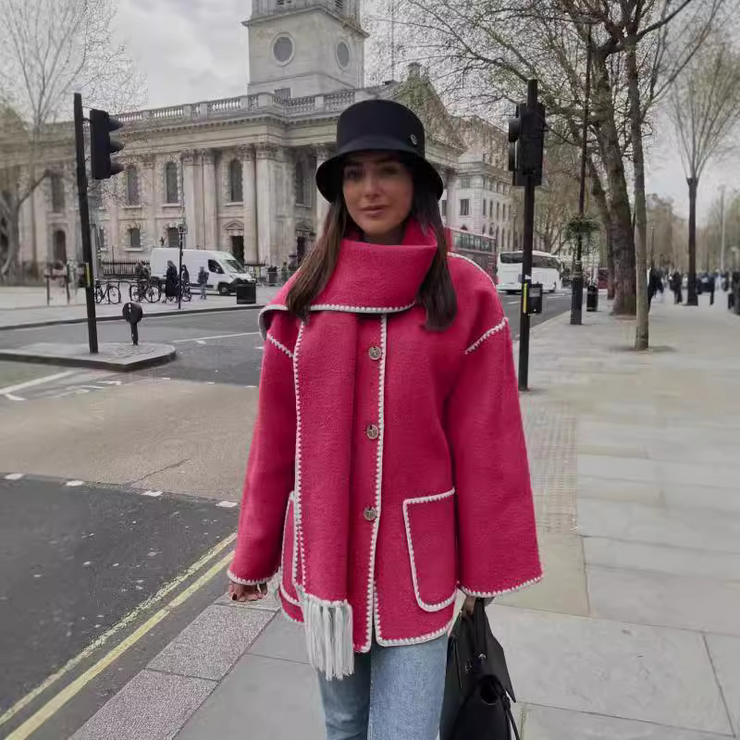 Elegant Coat With Scarf