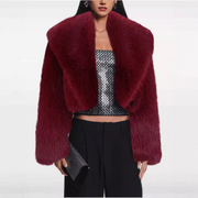 Faux Fur Oversized Collar Coat