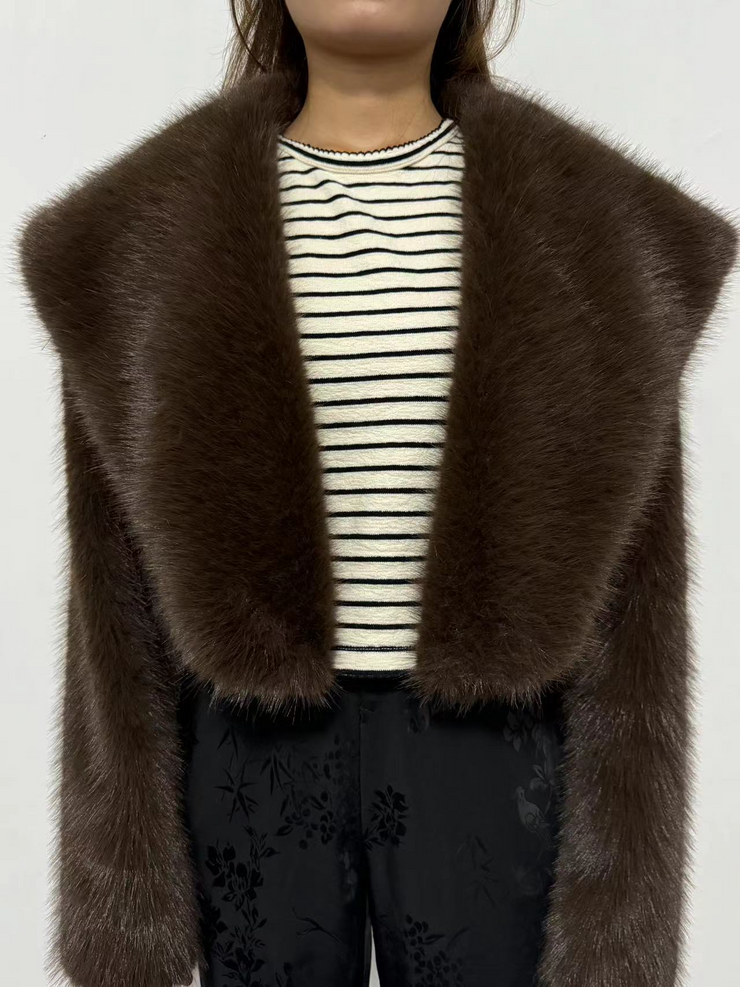 Faux Fur Oversized Collar Coat