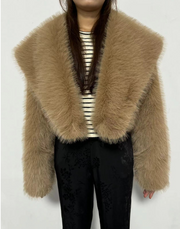 Faux Fur Oversized Collar Coat