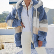 Fur Hooded Front Zipped Jacket