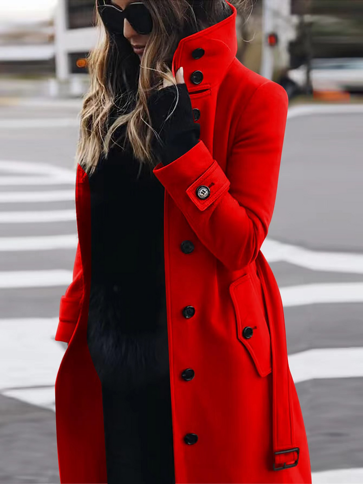 High Neck Belted Trench Coat