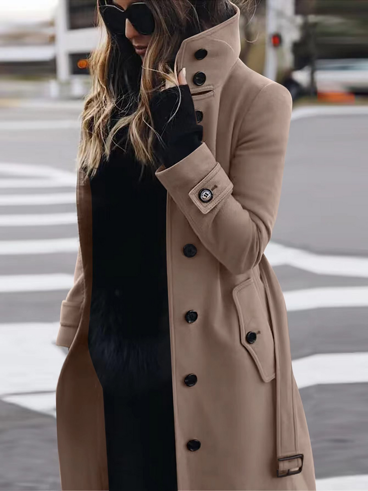 High Neck Belted Trench Coat