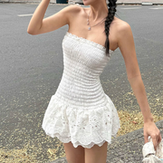 White Strapless Sleeveless Mini Dress