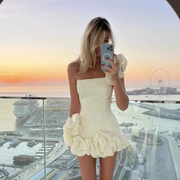 One Shoulder Sleeveless Ruffle Mini Dress