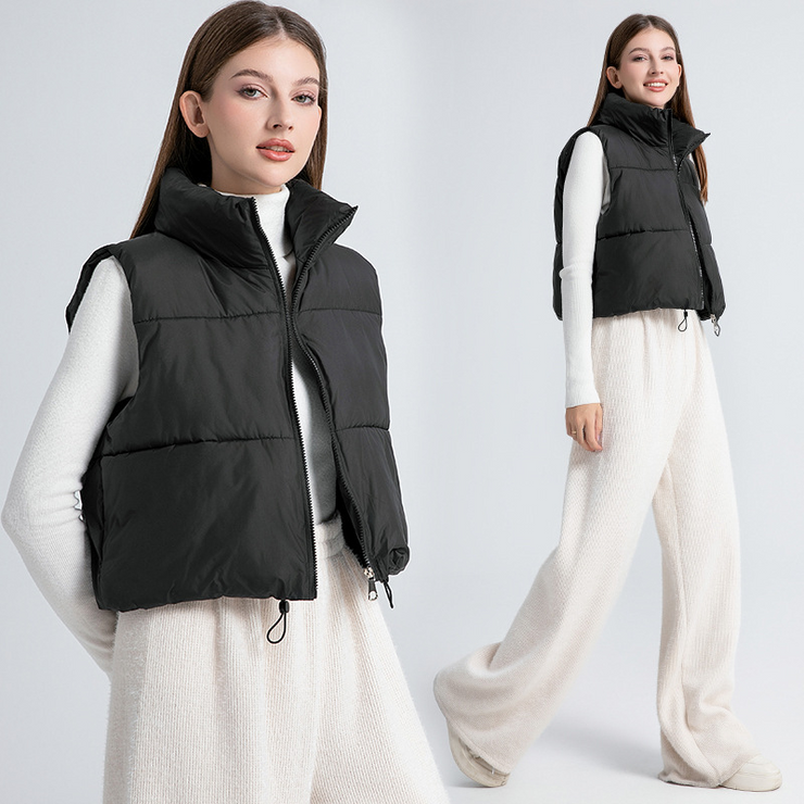 Solid Zip Up Puffer Vest