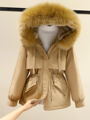 Faux Fur Hooded Parka Coat