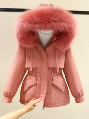 Faux Fur Hooded Parka Coat