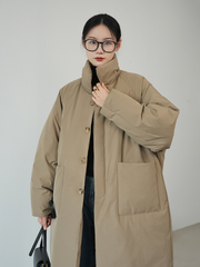 Stand Collar Full Sleeves Long Coat