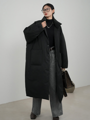 Stand Collar Full Sleeves Long Coat