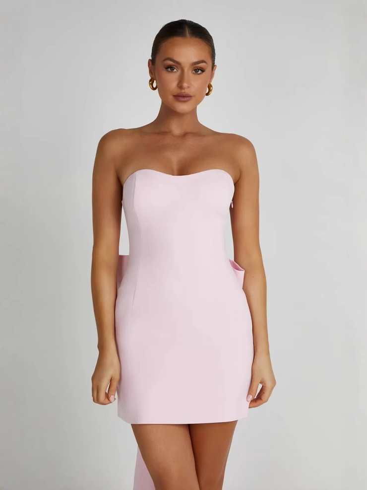 Strapless Bow Back Mini Dress