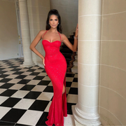 Red Sleeveless Long Slit Maxi Dress