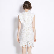 Diva Full Lace Mini Dress In White