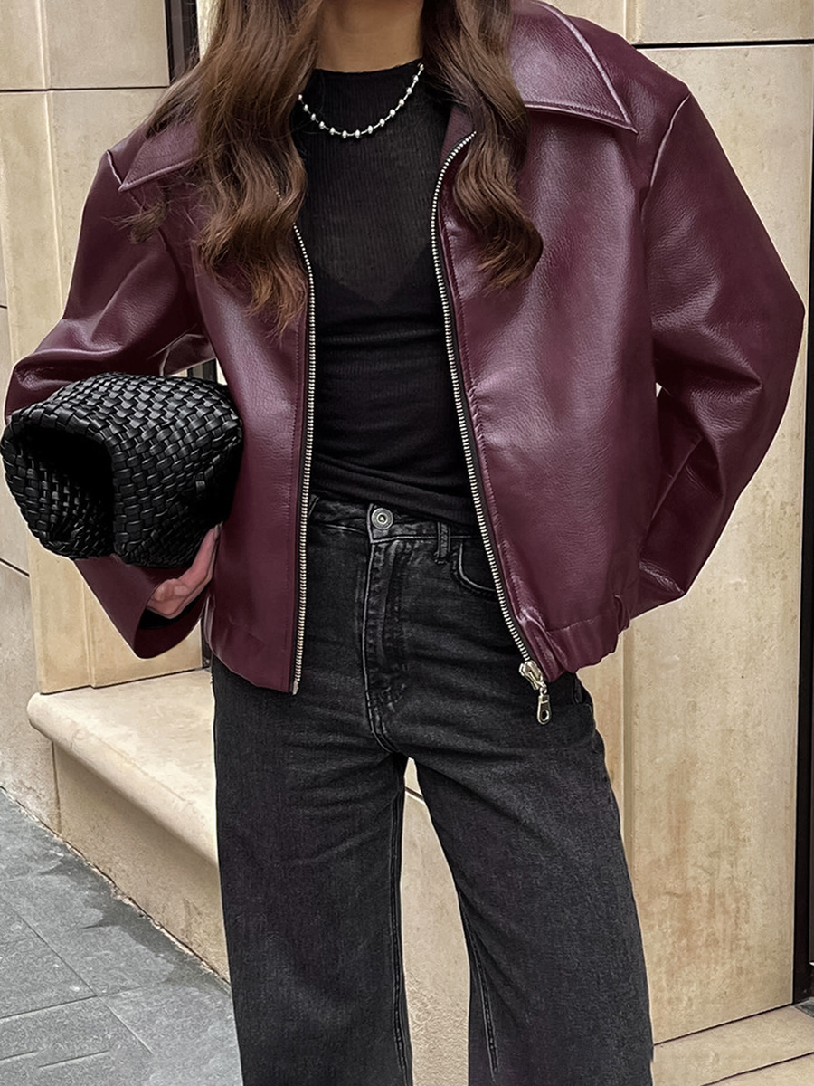 Faux Leather Zipper Jacket