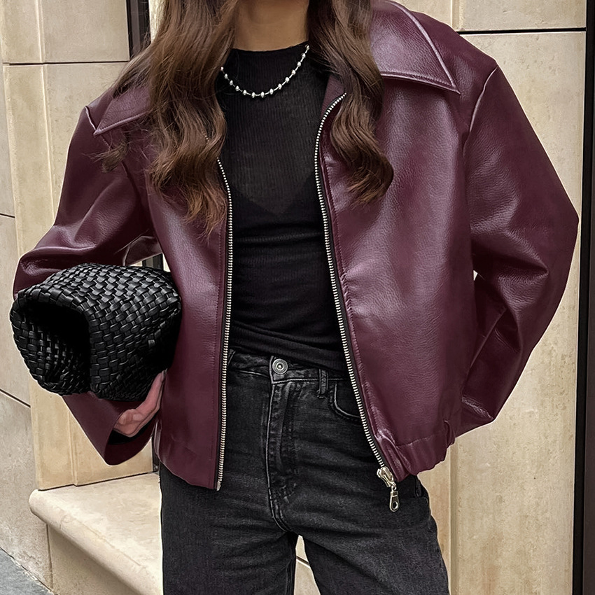 Faux Leather Zipper Jacket