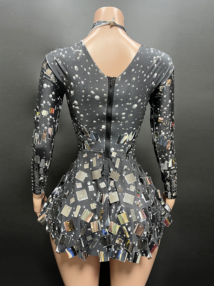 Ella Long Sleeve Embellished Mini Dress