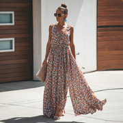 V-Neck Sleeveless Split Floral Maxi Dress