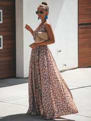 V-Neck Sleeveless Split Floral Maxi Dress