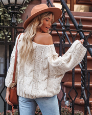 Off Shoulder Knit Pullover Sweater