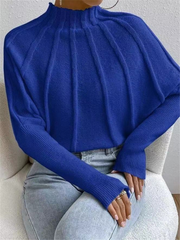 Mock Neck Textured Batwing Sleeve Sweater