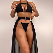 Black 3-Piece Bikini Swimsuit For Women