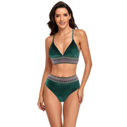 Green Velvet Backless Summer Sexy Swimwear