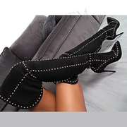 Suede Pointed Toe Stiletto Heel Boots